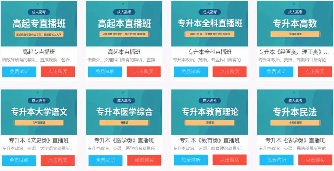 2020年云南省成人高考復習教材（視頻版）
